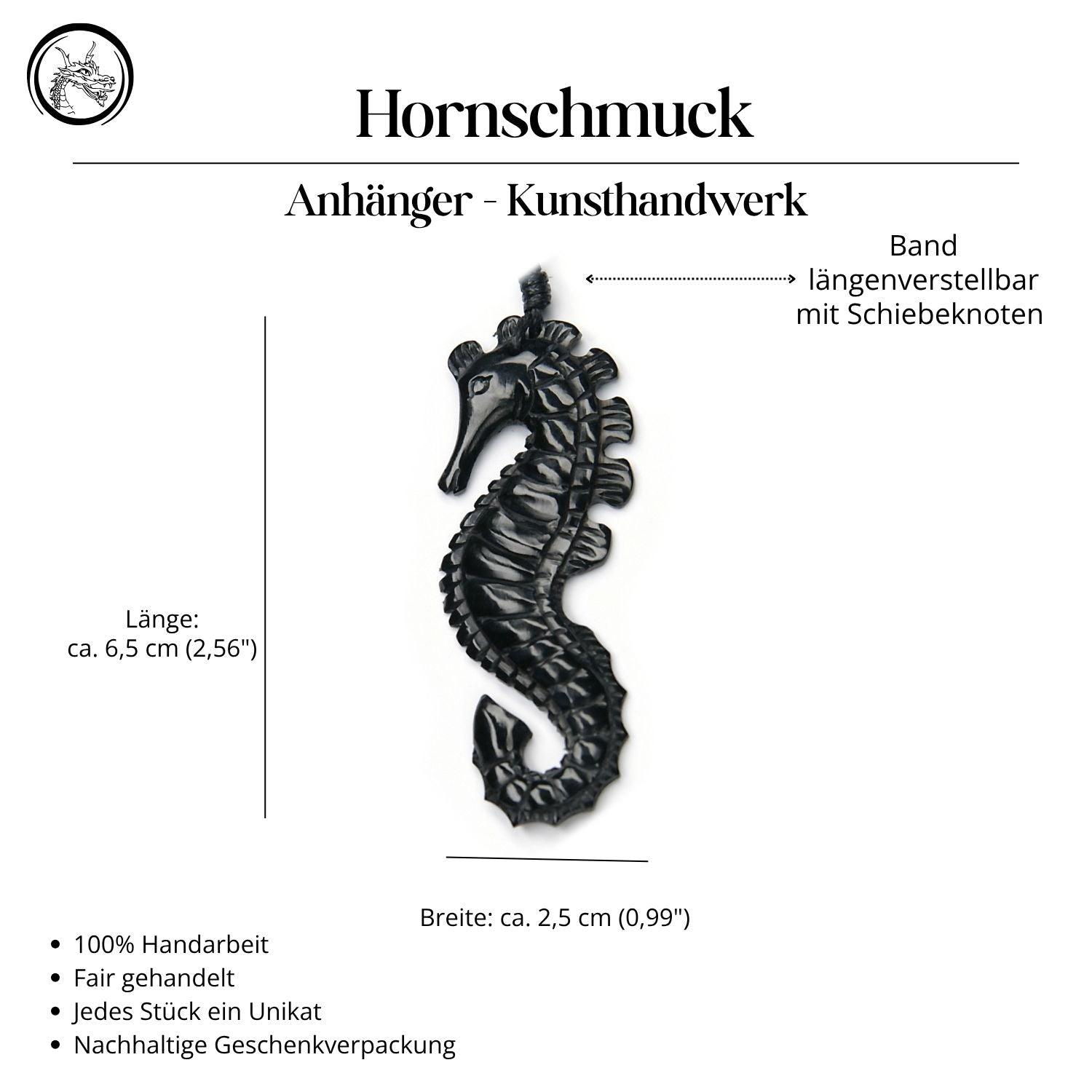 Seepferdchen Horn Halskette Anhänger Handarbeit Kunst Handwerk