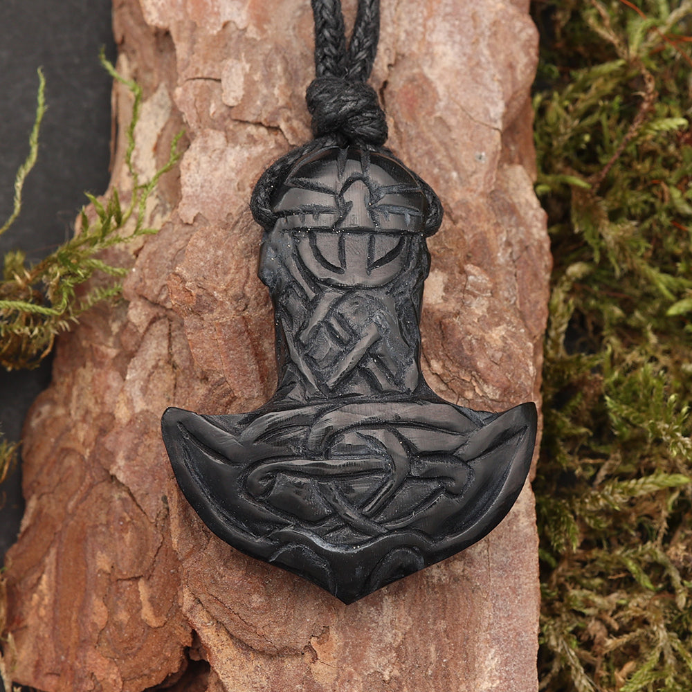 Thorshammer Anhänger Horn Handarbeit Halskette fair gehandelt