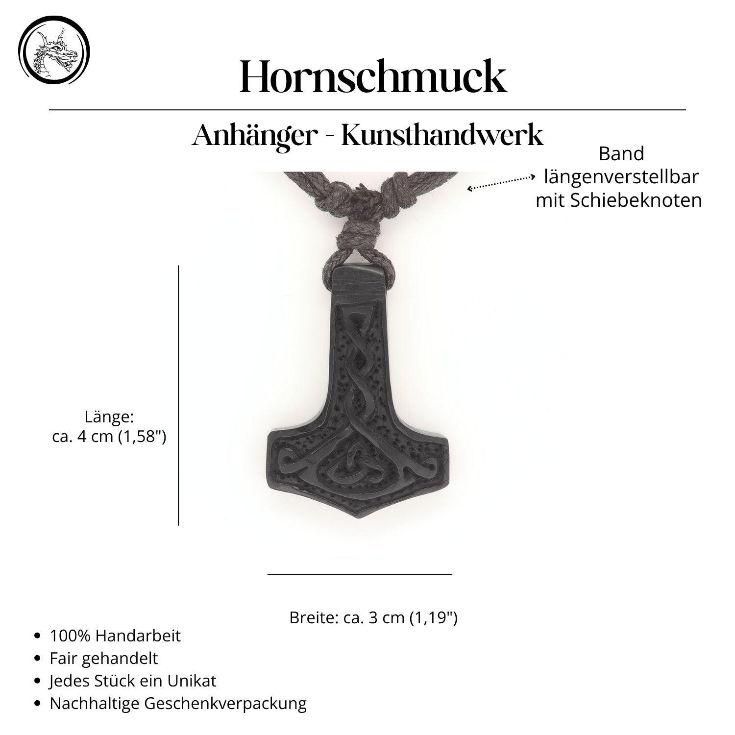 Thorshammer Halskette Horn Handarbeit Kunst Handwerk