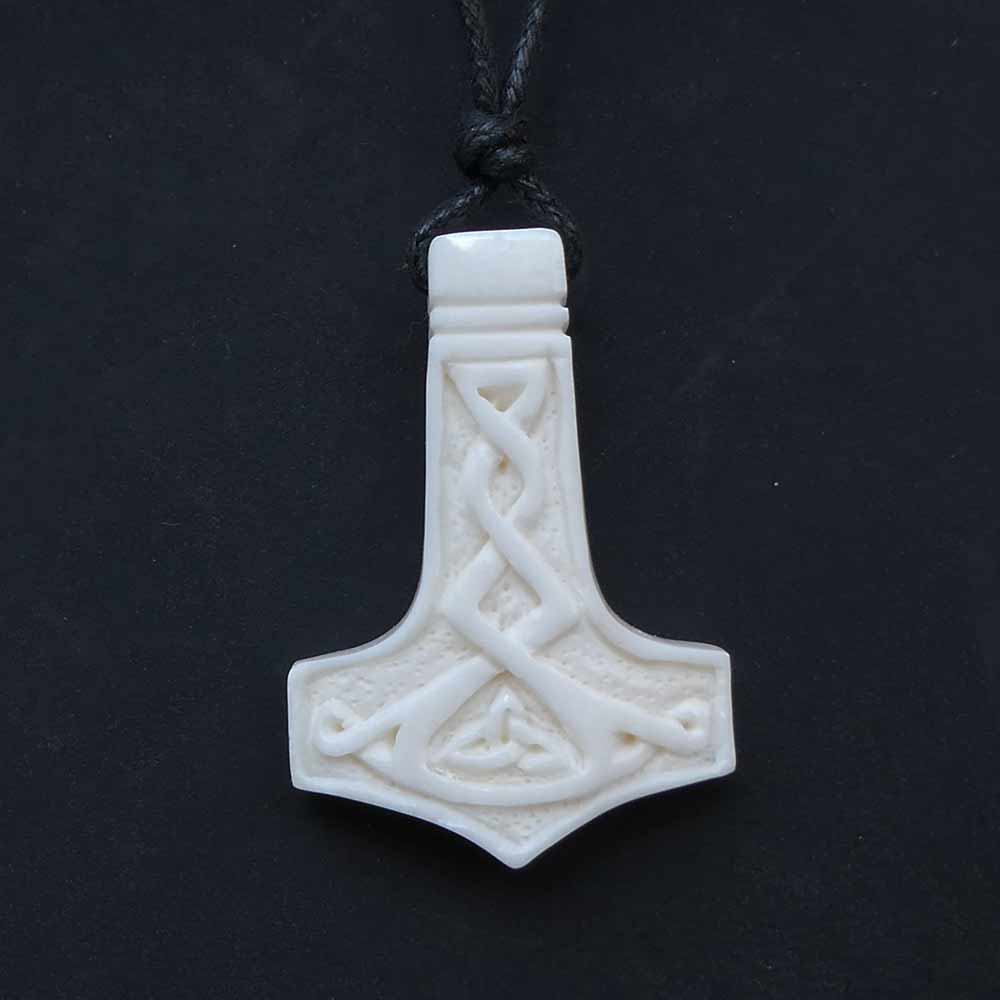 Mjölnir - der Hammer Thors - Halskette geschnitzt aus Knochen