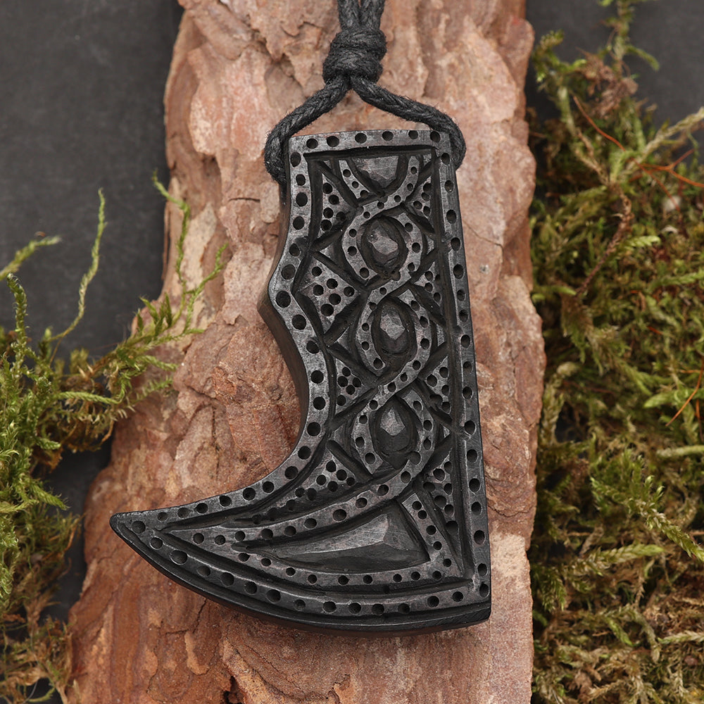 Wikinger Anhänger Hornschmuck Halskette schwarz