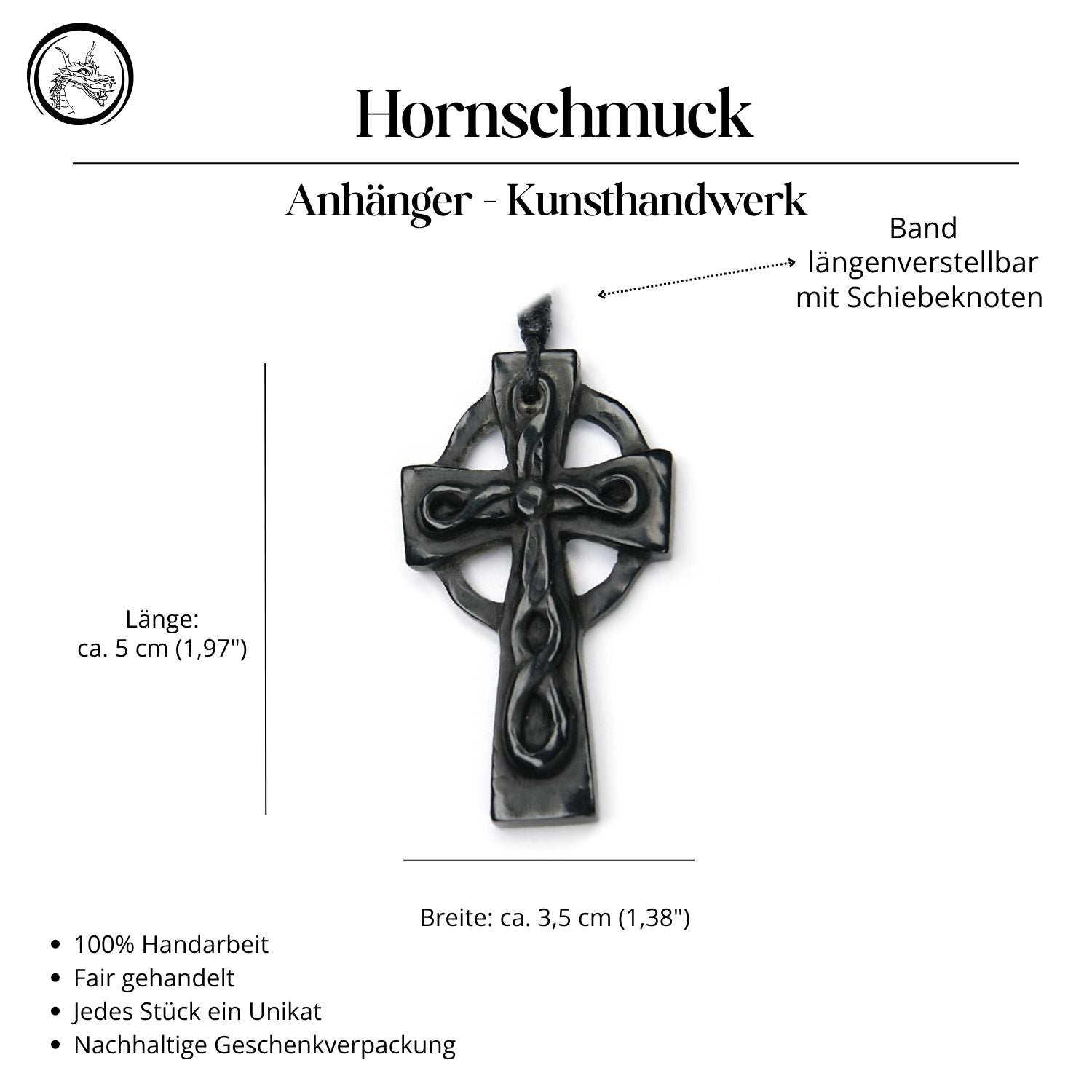 Celtic Cross Horn Jewelry Pendant Necklace