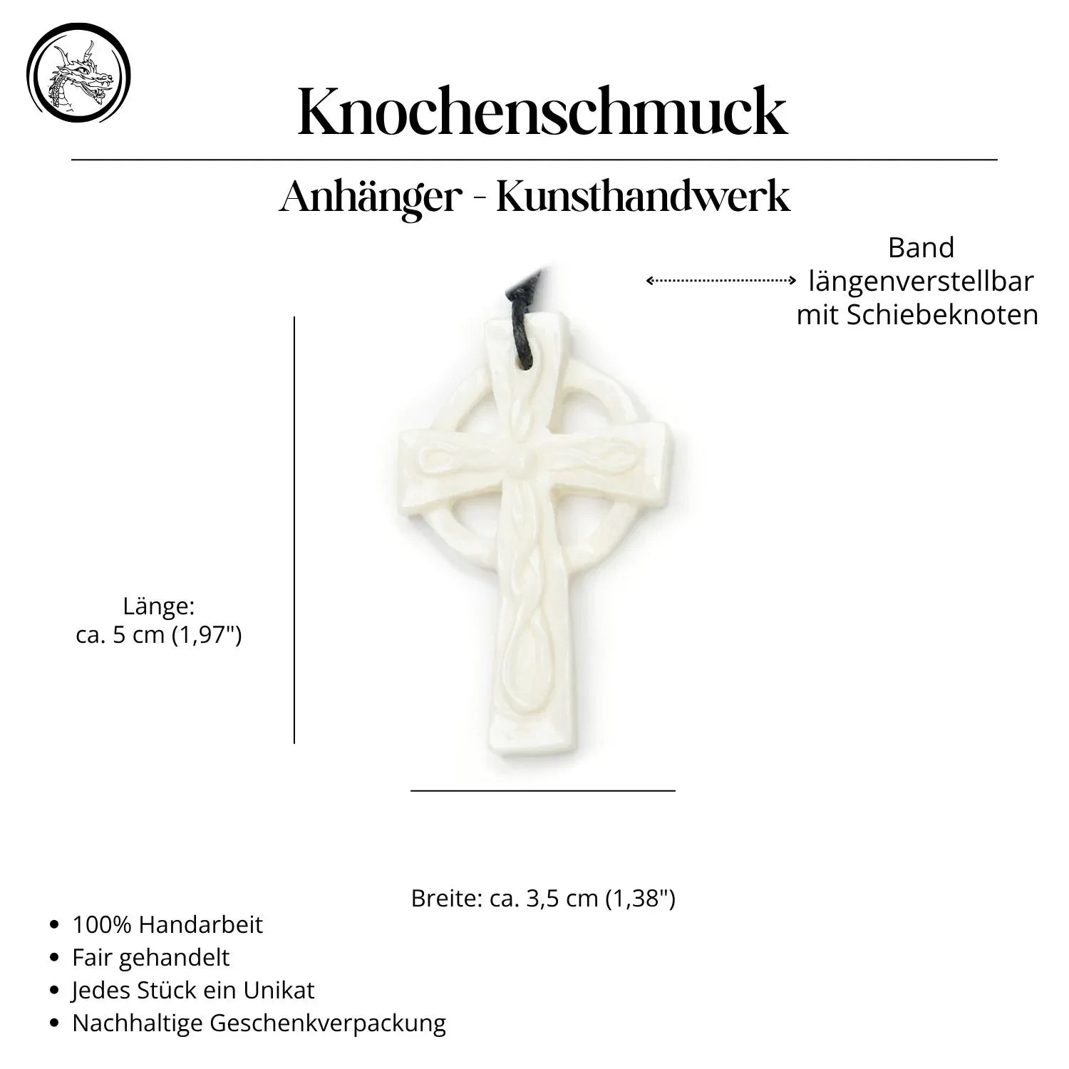 Celtic cross jewelry made of bone necklace