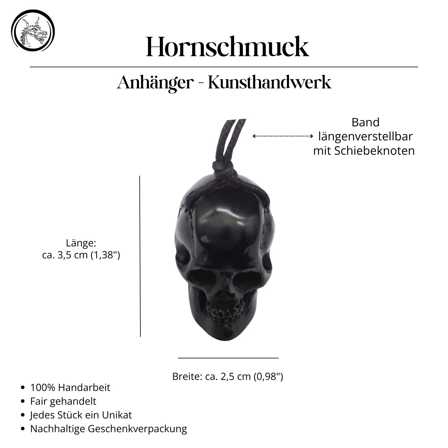 Totenkopf Horn Schmuck Anhänger