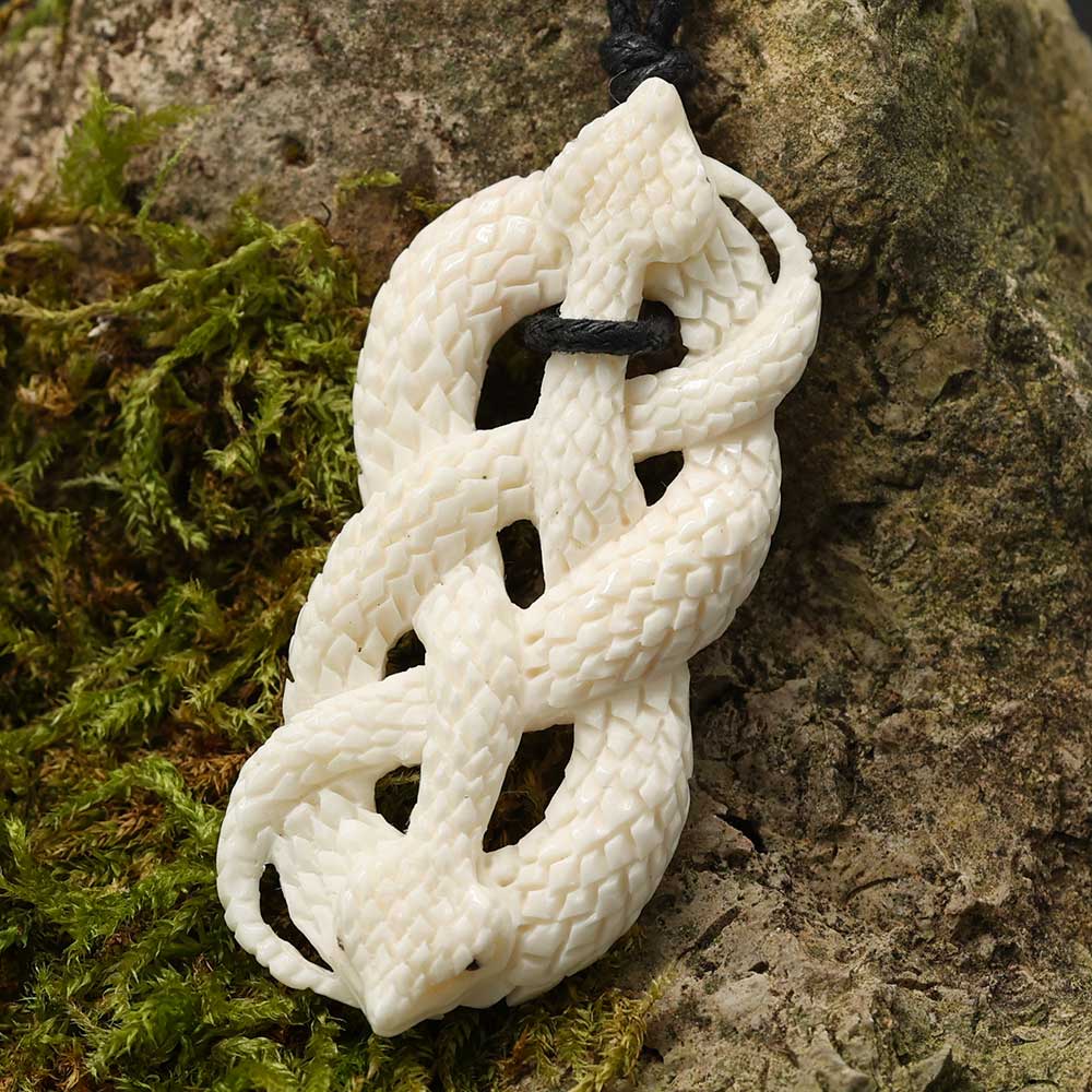 Schlangen Kette Anhänger Handarbeit Schmuck Knochen 