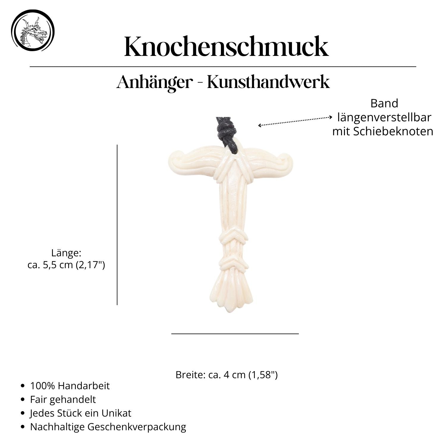 Irminsul Bone Jewelry Pendant Necklace 5.5cm