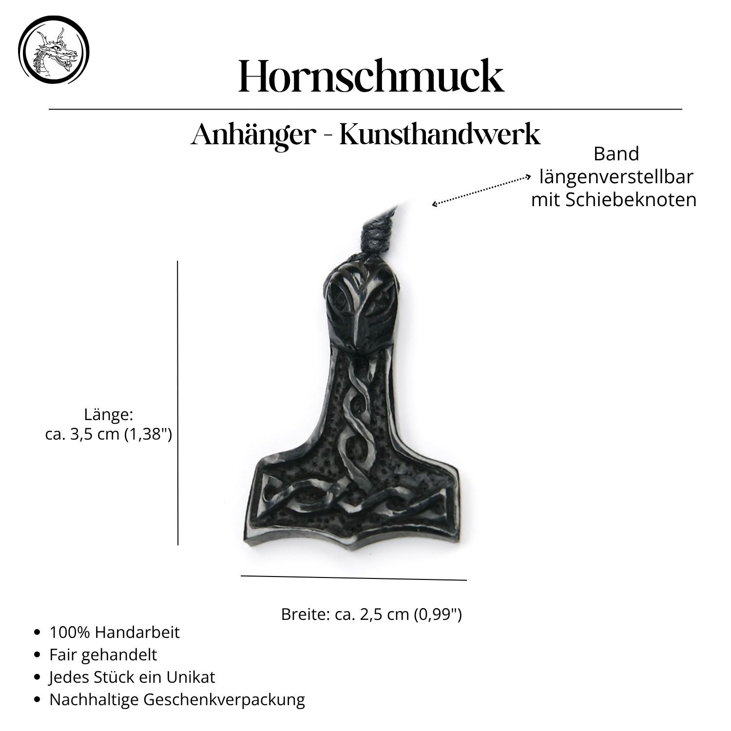 Thor Hammer Horn Jewelry Pendant Necklace