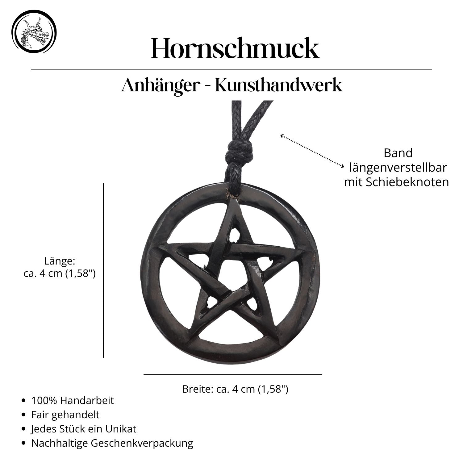 Pentagram Horn Jewelry Pendant Necklace