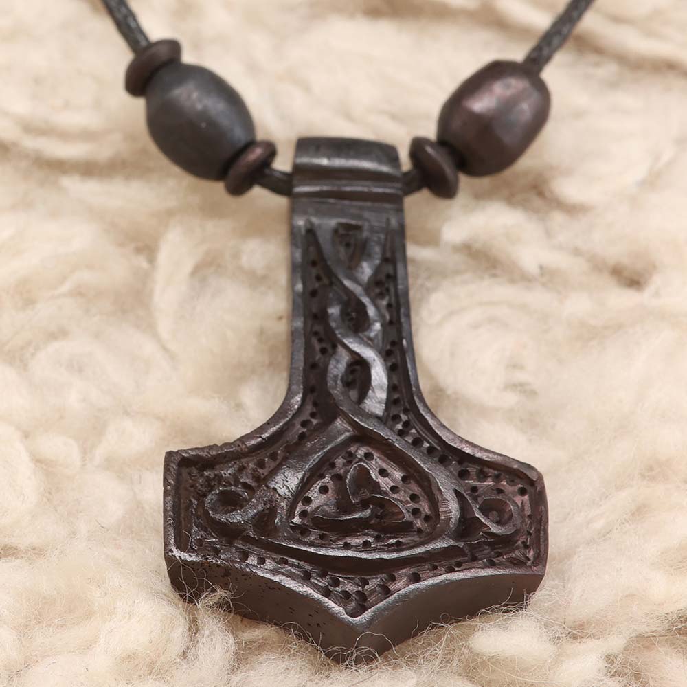 Thorshammer Wikinger Schmuck aus Horn Kette fair gehandelt