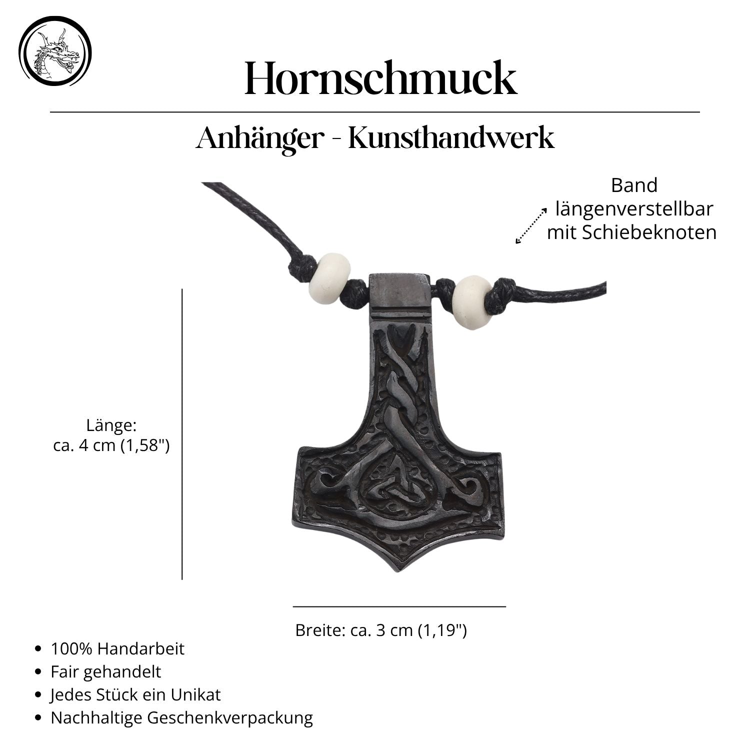 Thor's hammer horn jewelry pendant necklace