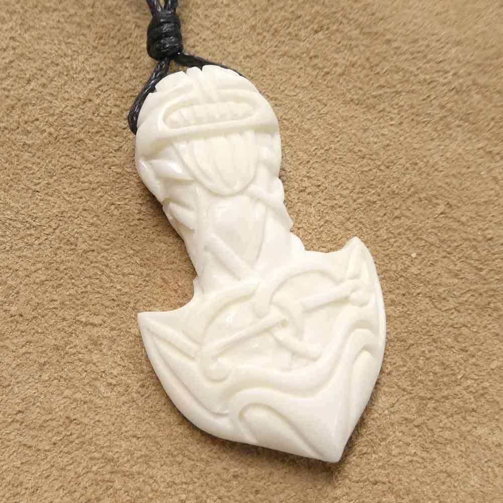 Thorshammer Halskette Schmuck aus Knochen