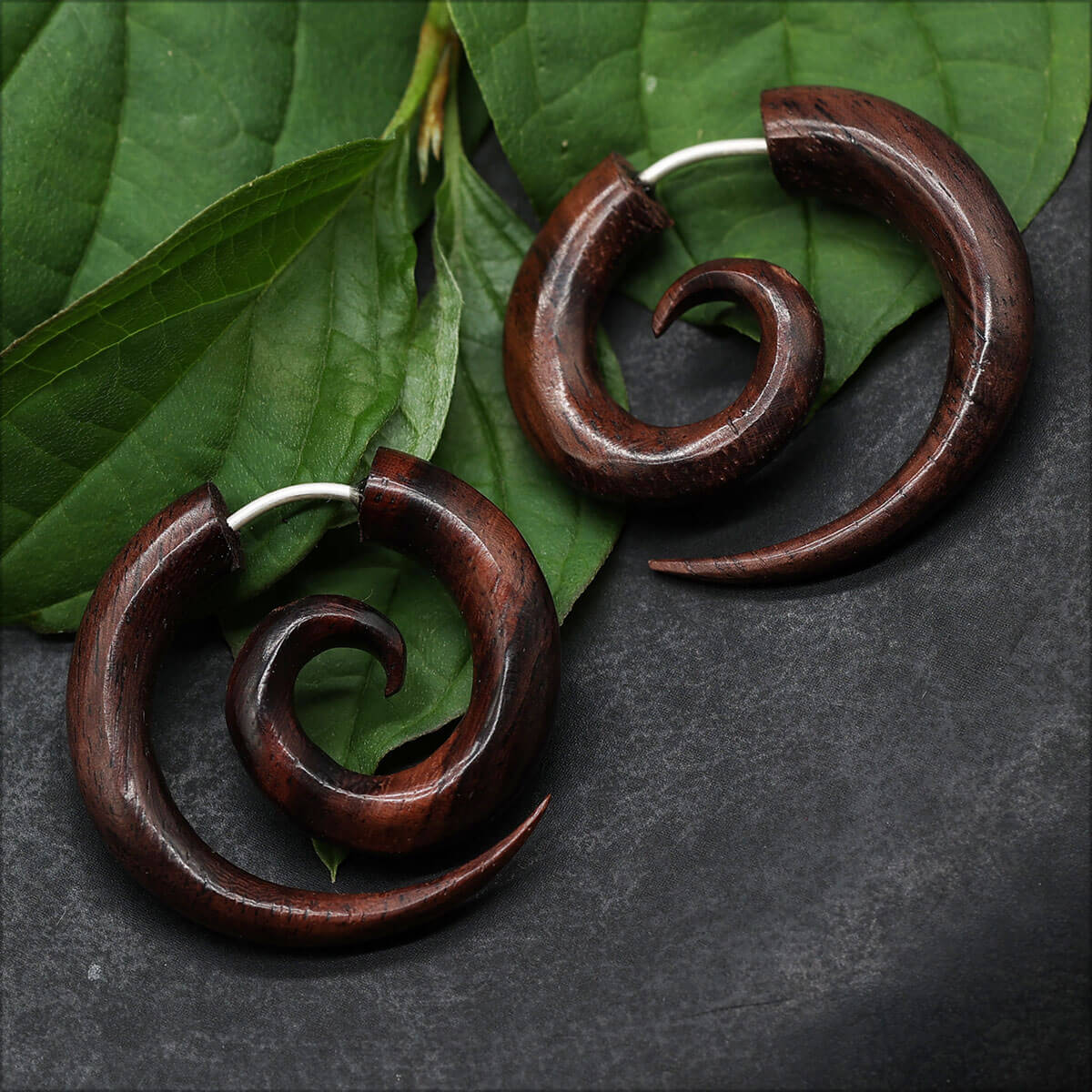 Spirale Ohrschmuck Holz Fake Piercing Ohrring (Paar)