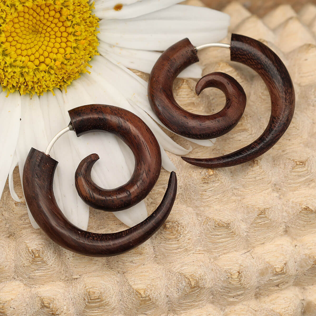 Spirale Ohrschmuck Holz Fake Piercing Ohrring (Paar)