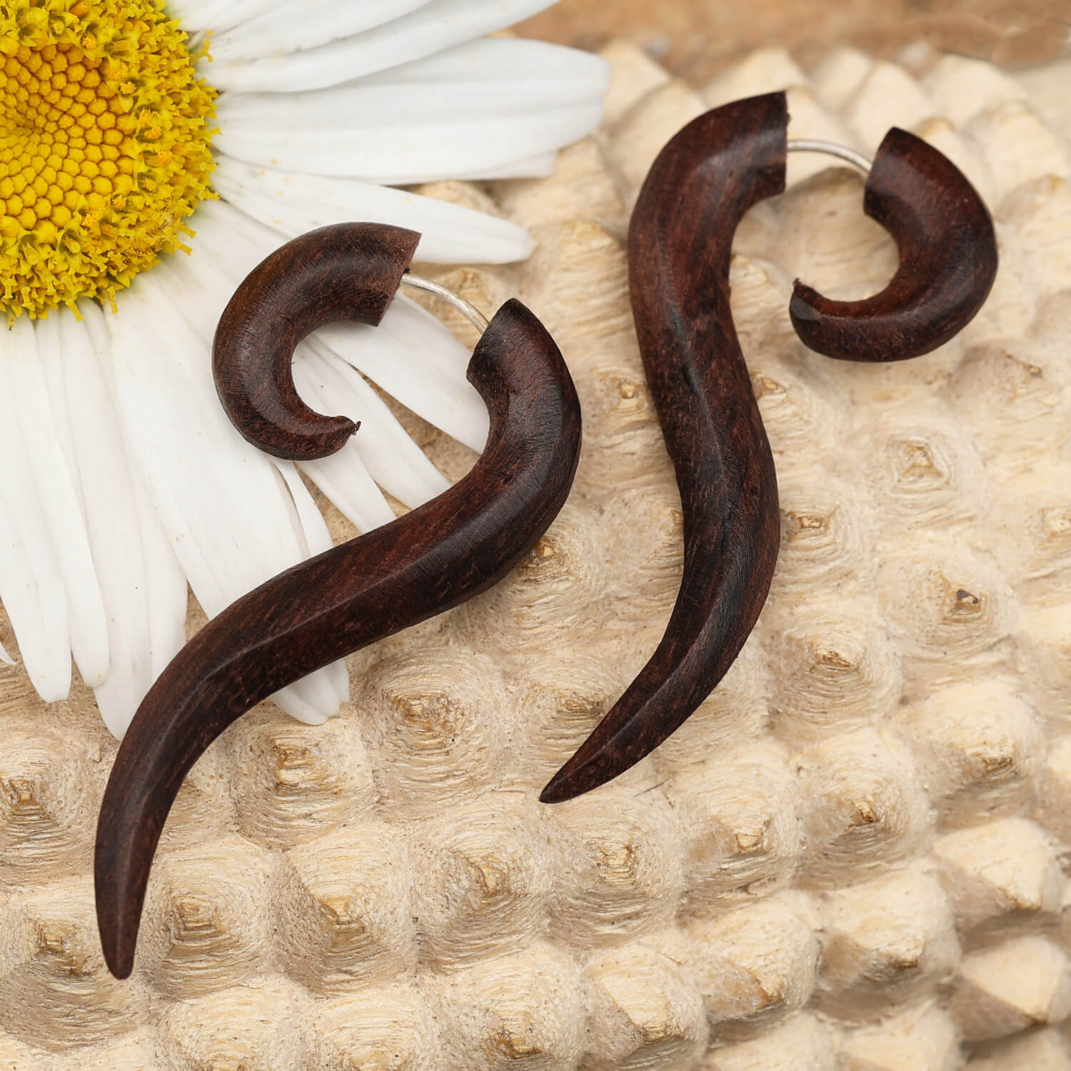 Holzschmuck Ohrring Fake Piercing Haken Holz Ohrschmuck (Paar)