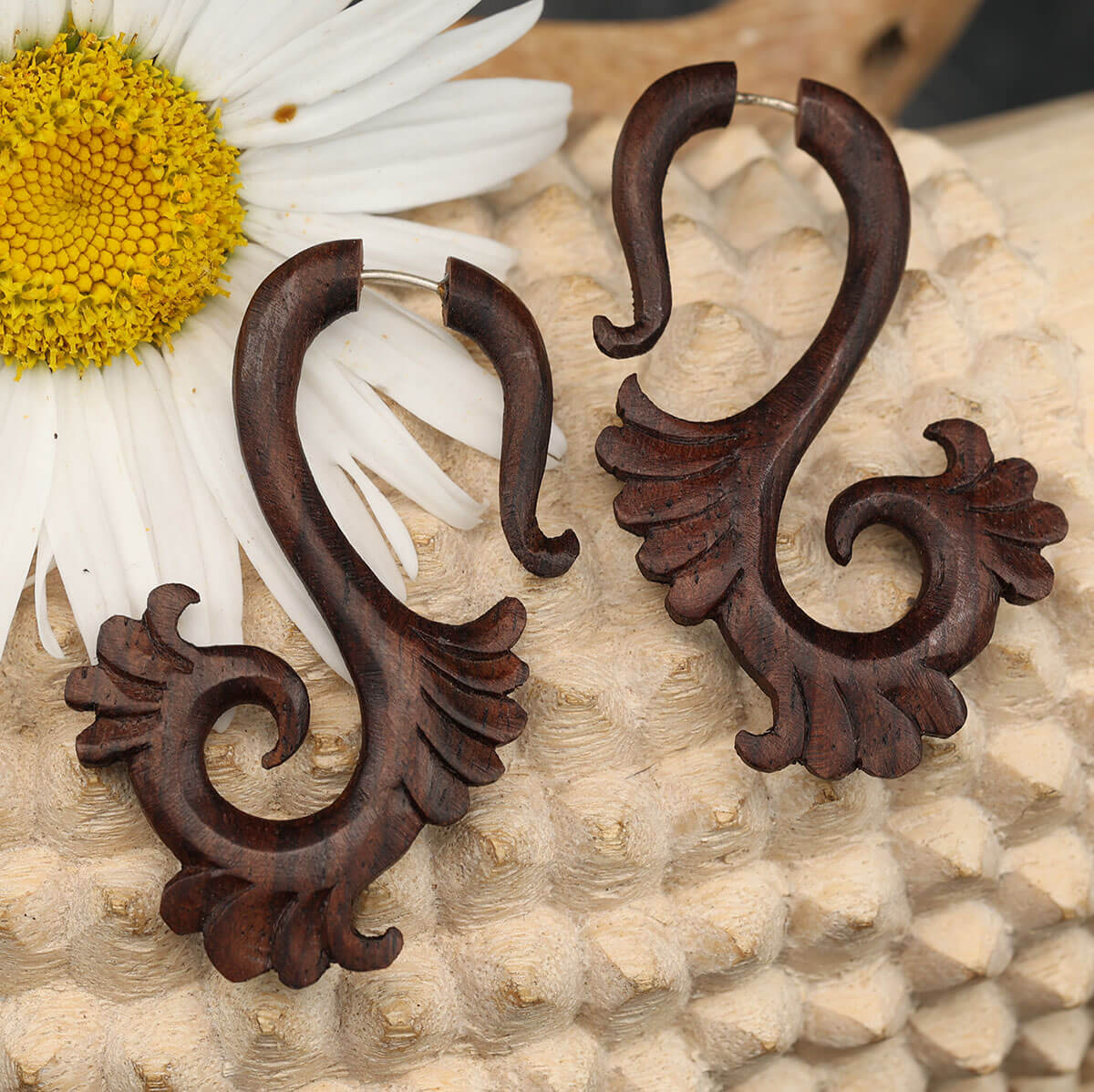 Fakepiercing Tantra Holz Ohrschmuck Holzschmuck (Paar)