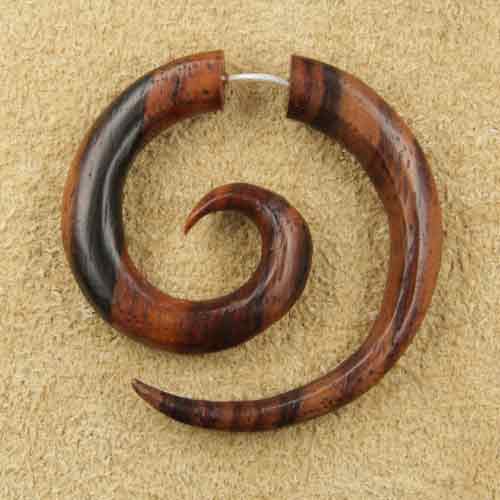 Holz Ohrring Kringel Ohrschmuck Fake Piercing
