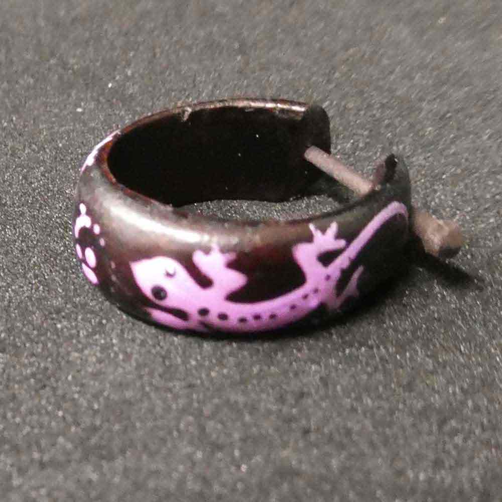 Creole Gecko Holz bunt bemalt Ohrschmuck Ohrring