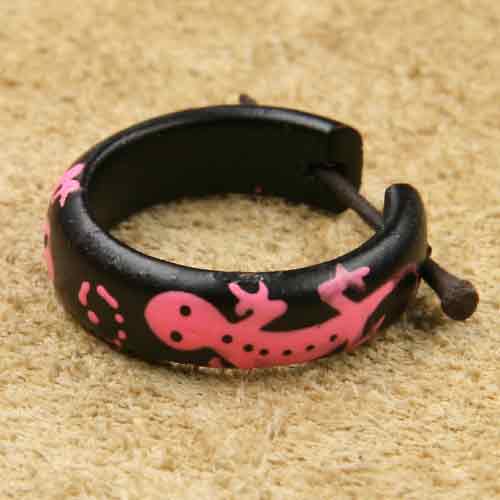 Creole Gecko rosa Holz Ohrschmuck Ohrring
