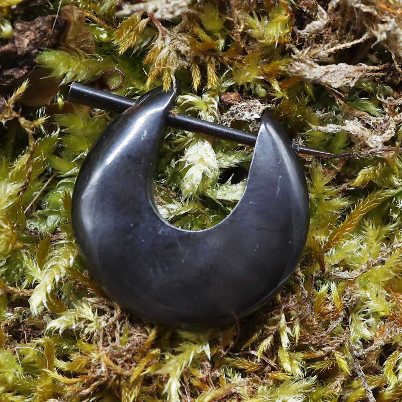 Horn Ohrring Creole Handarbeit Ohrschmuck fair gehandelt schwarz