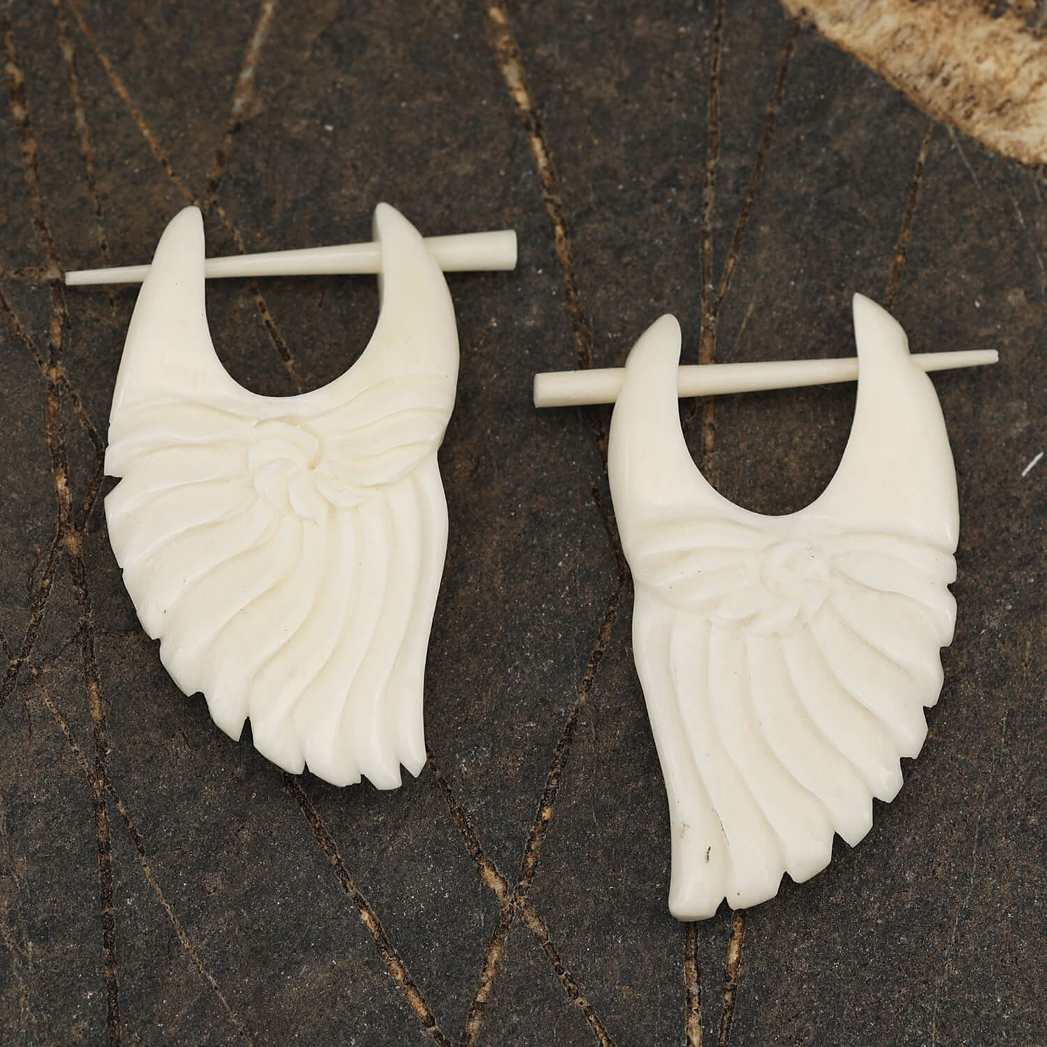 Bone shell hoop earring