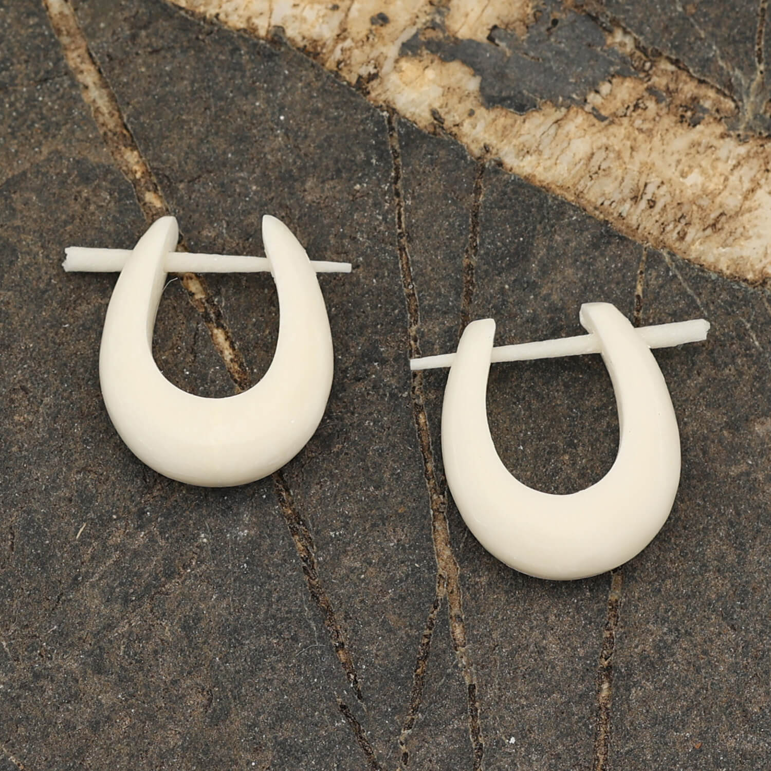 oval bone creole earring