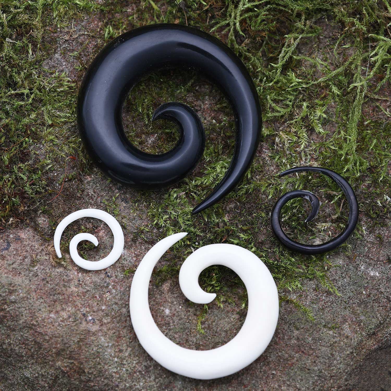 Spiralen Dehnung Horn und Knochen Ohr Piercing diverse Stärken