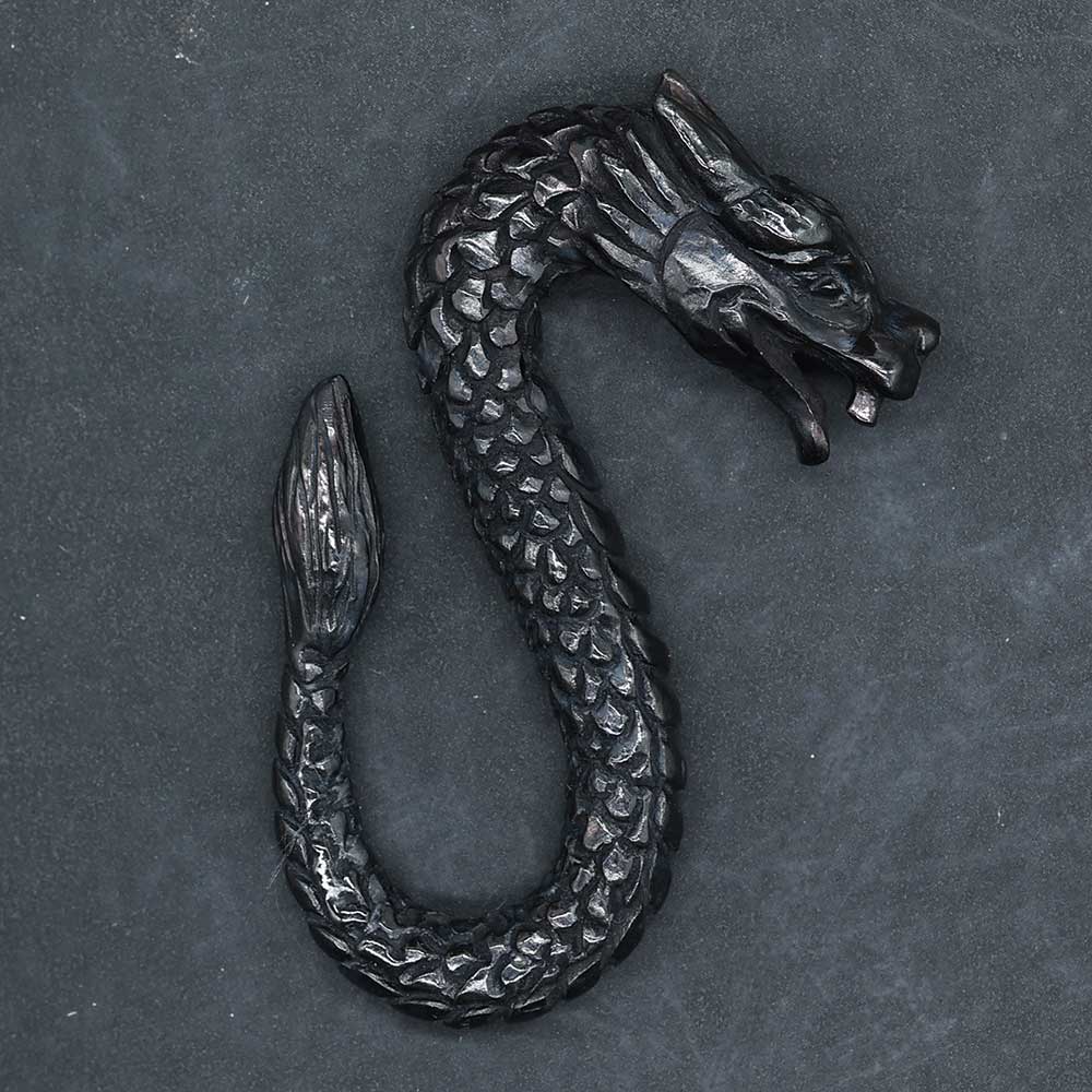 Drache Piercing Ohr aus Horn geschnitzt verziert  6-11mm lieferbar Ohrtunnel Schmuck Handarbeit 