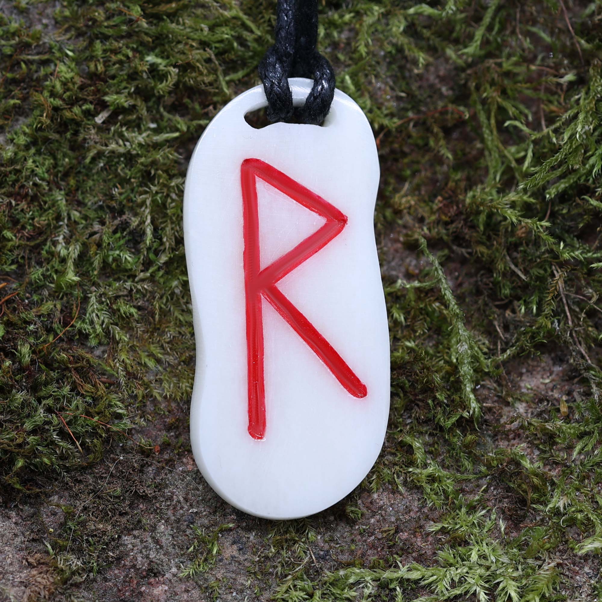 Magischer Schmuck Rune Knochen Anhänger Handarbeit Raidho