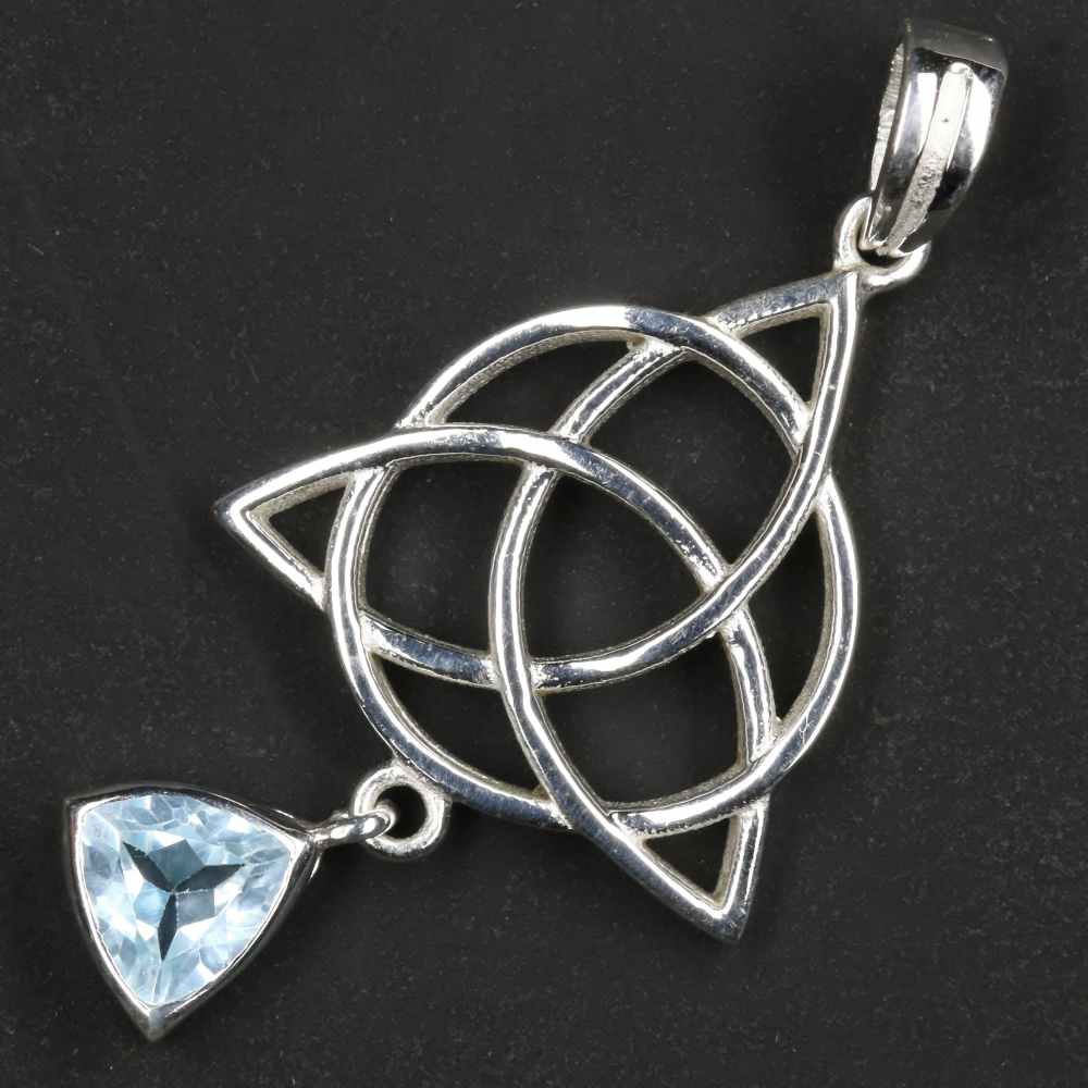 keltischer Steinschmuck Topas Silberanhänger Blau