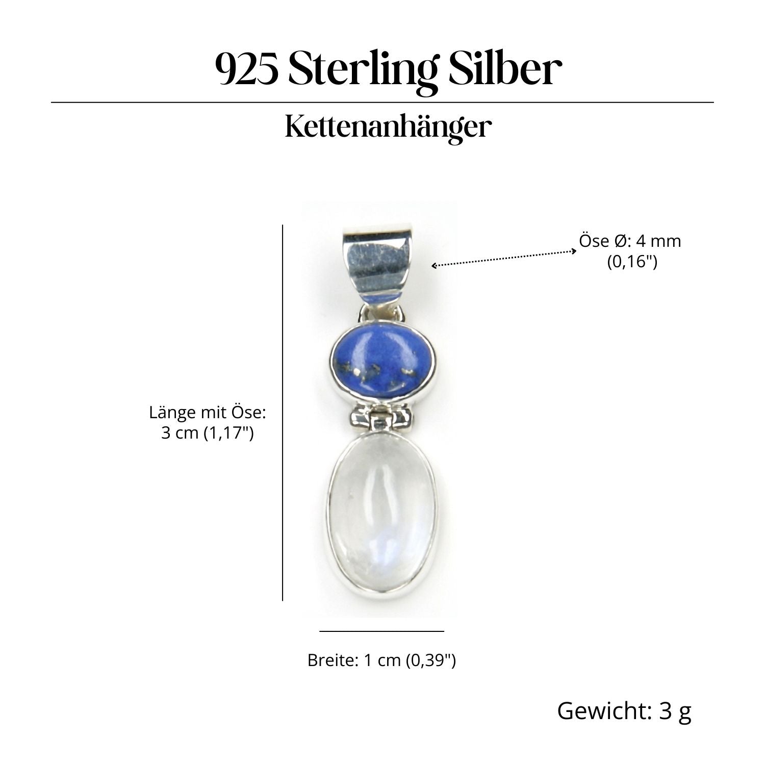 Mondstein mit Lapislazuli Steinschmuck  925 Silber
