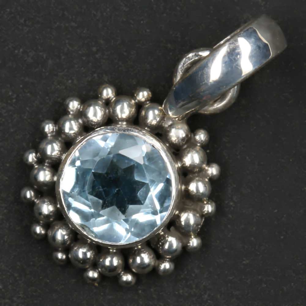 Blauer Topas Edelstein Silber Anhänger