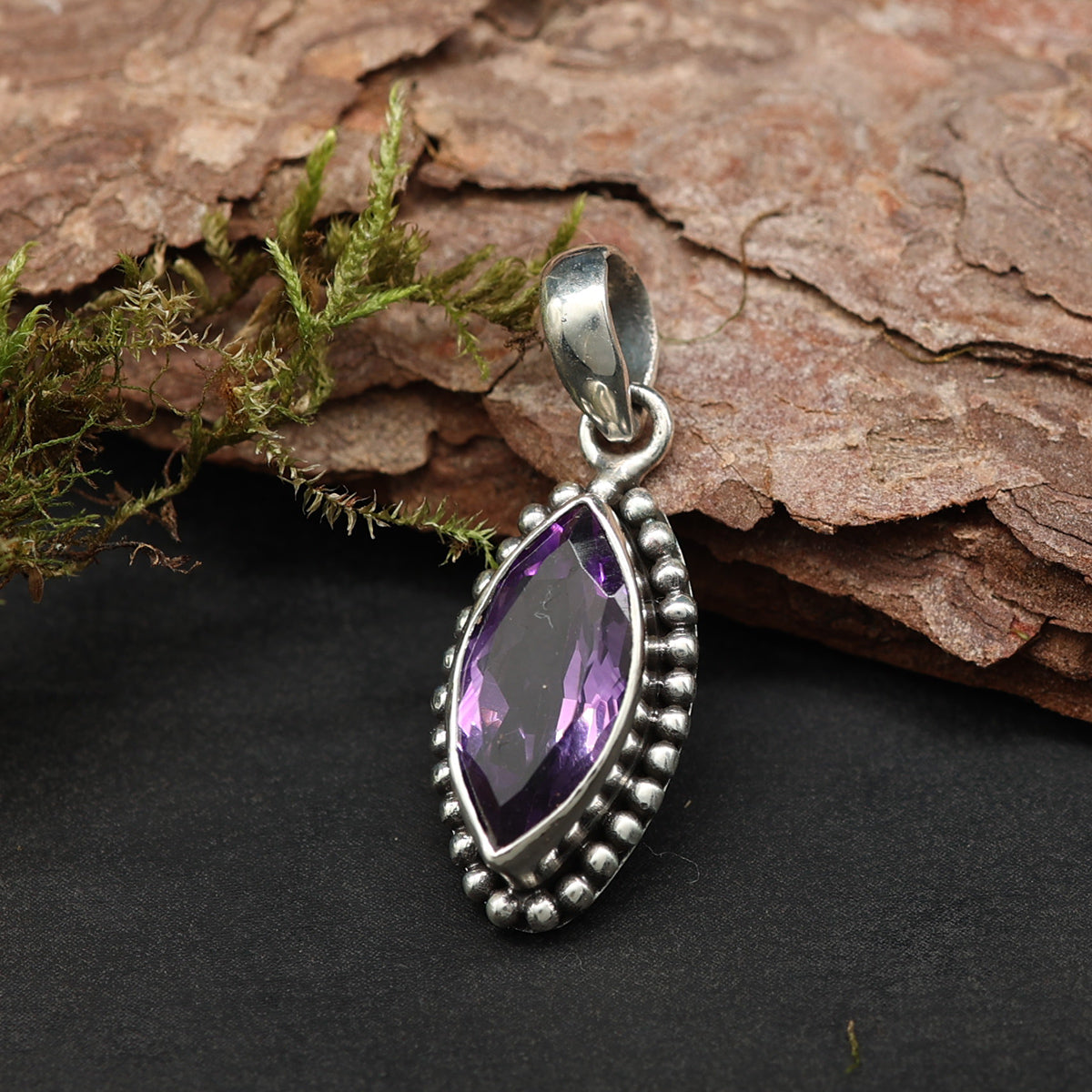 Edler Amethyst 925 Silber Edelstein Anhänger Designer Schmuck