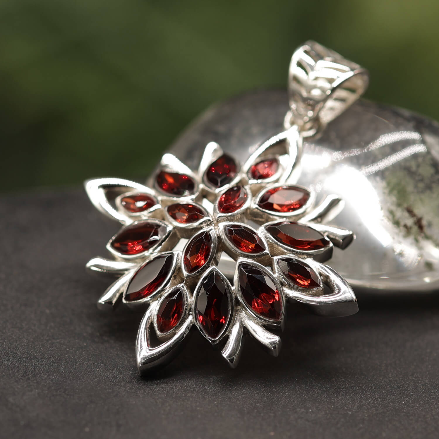 Granat  Anhänger sehr edel Steinschmuck Anhänger 925 Silber