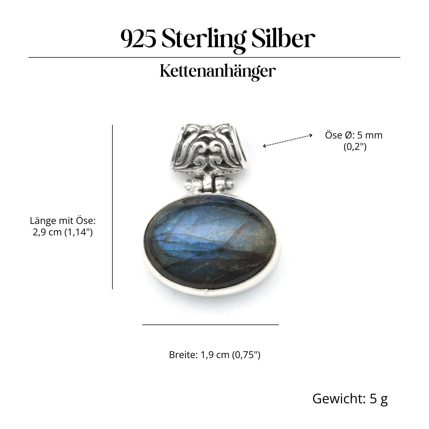 Labradorit Schmuck Anhänger 925 Silber edel gefasst handgeschmiedet