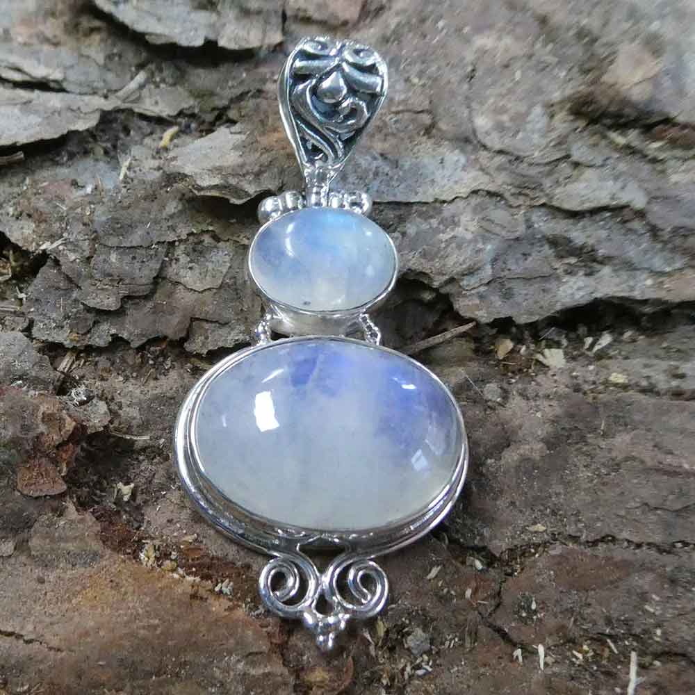 Schmuckanhänger aus echtem Silber mit Mondstein Edelstein