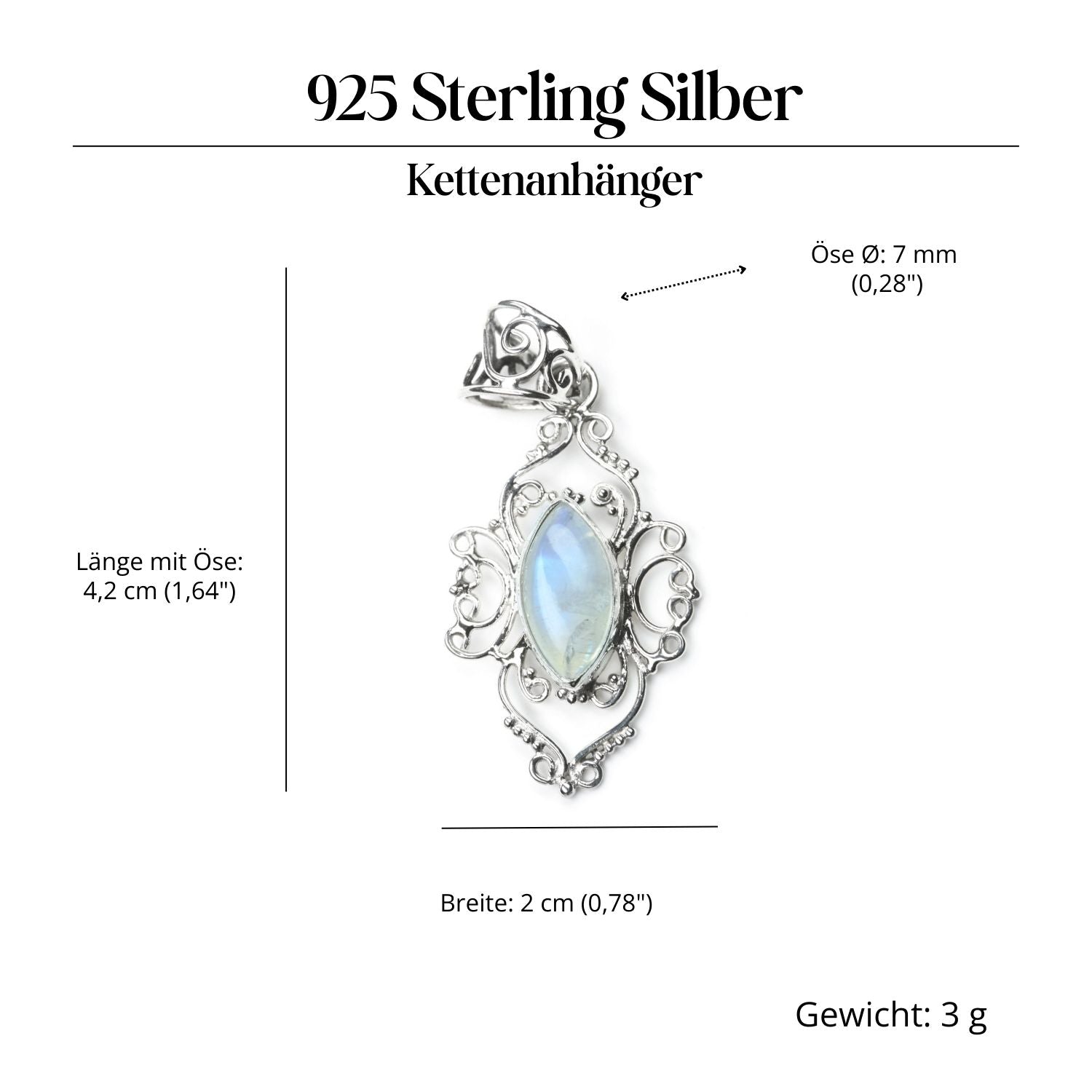 Mondstein Schmuck kunstvoll verziert Steinschmuck 925 Silber