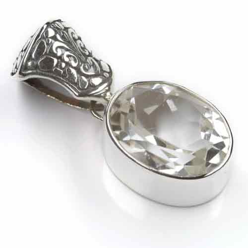 Bergkristall Steinschmuck  925 Silber Kettenanhänger