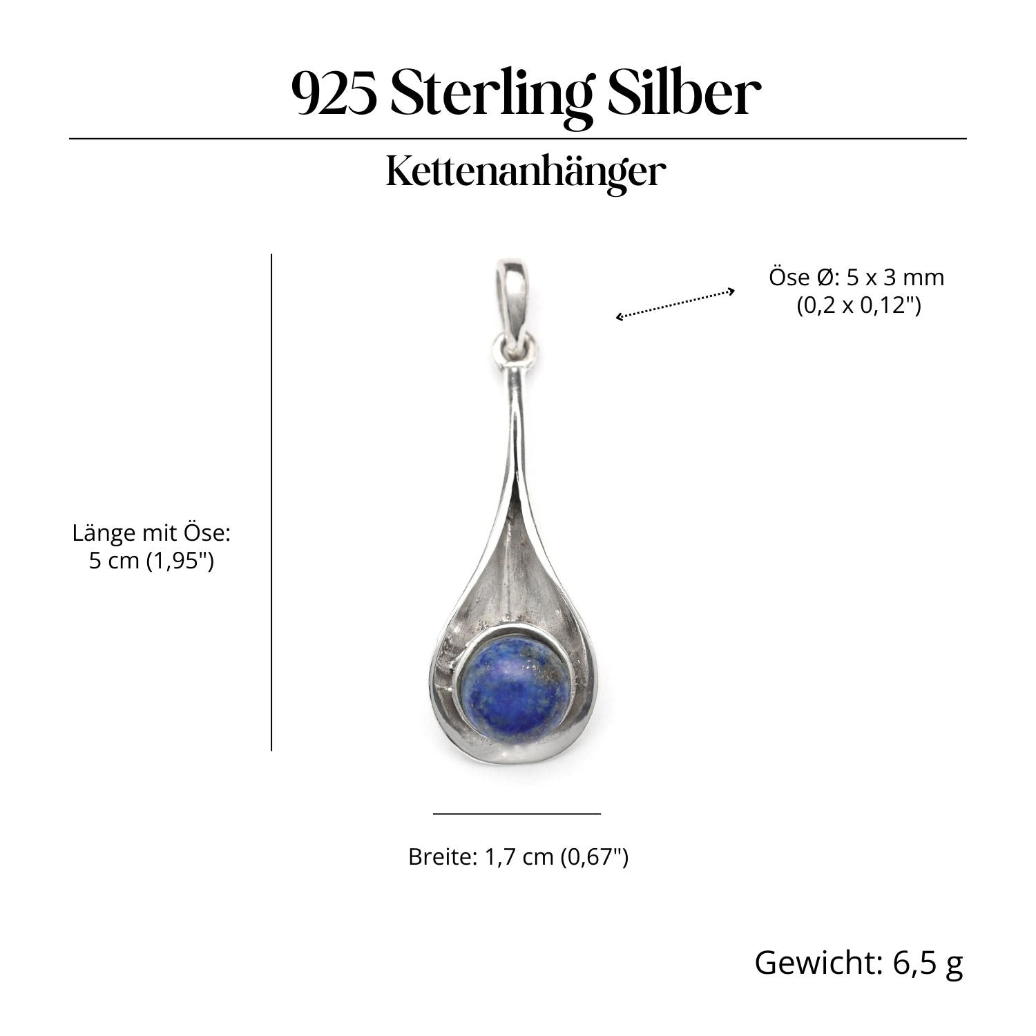 Anhänger Lapislazuli modern schlicht 925 Silber Schmuck edel
