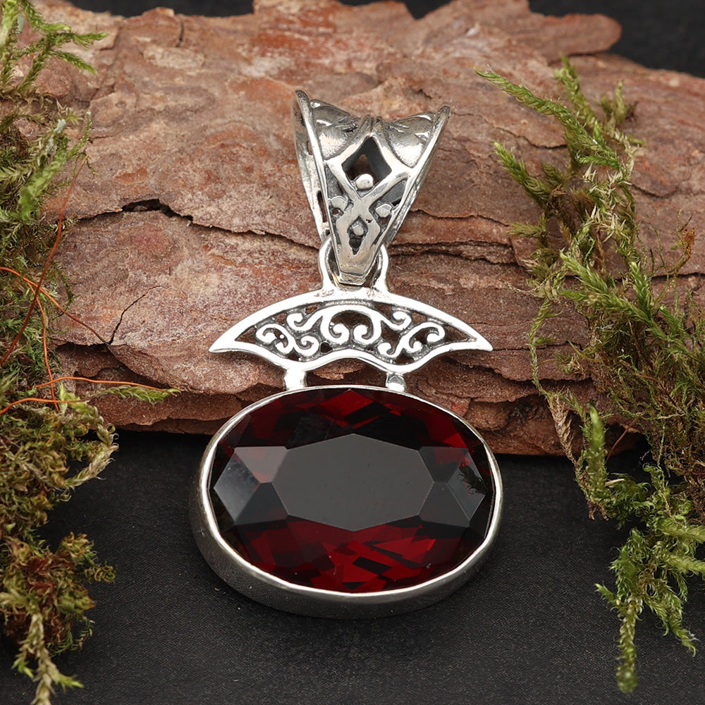 Granat Steinschmuck Anhänger 925 Silber