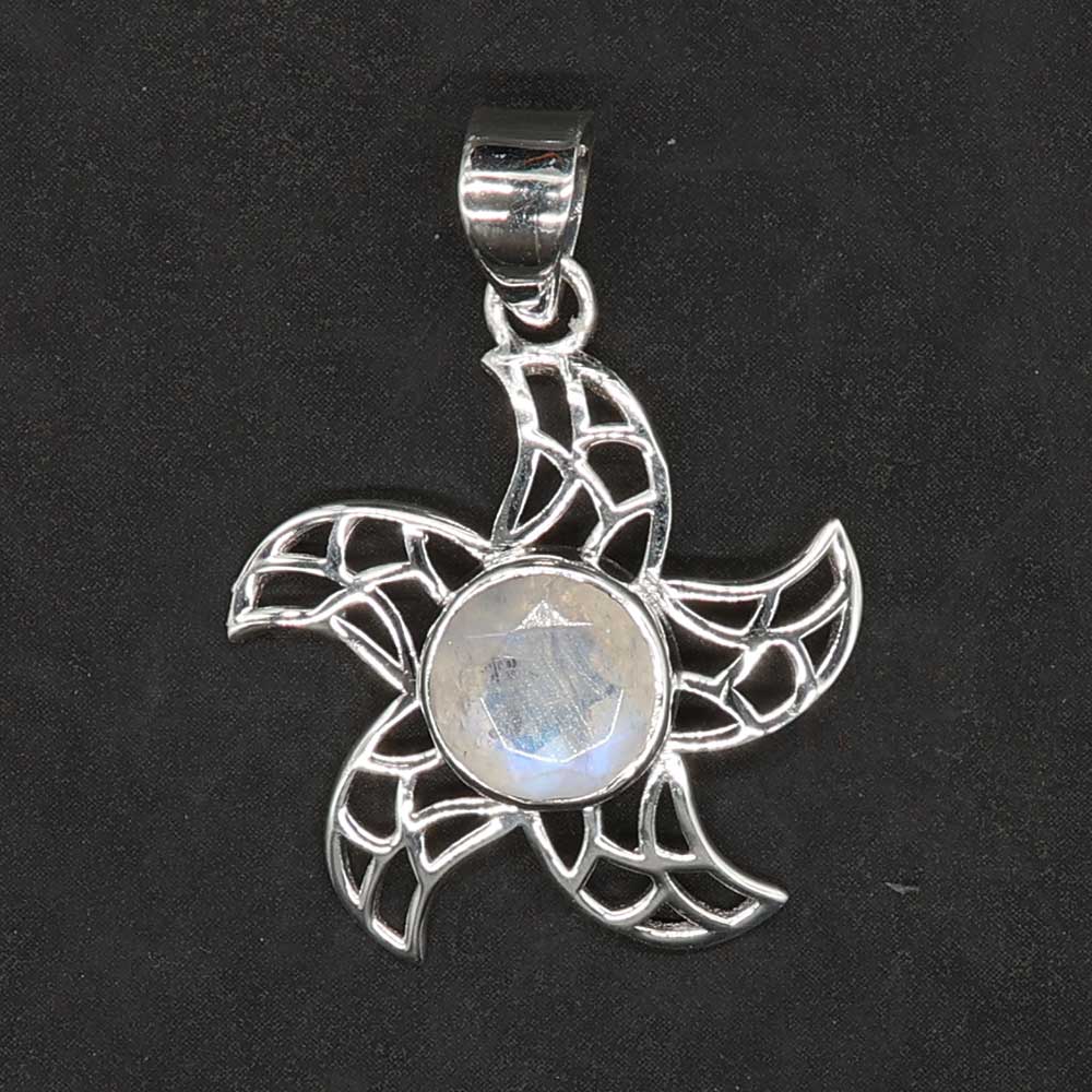 Sonnen Anhänger aus Sterlingsilber mit edlem Mondstein Edelstein