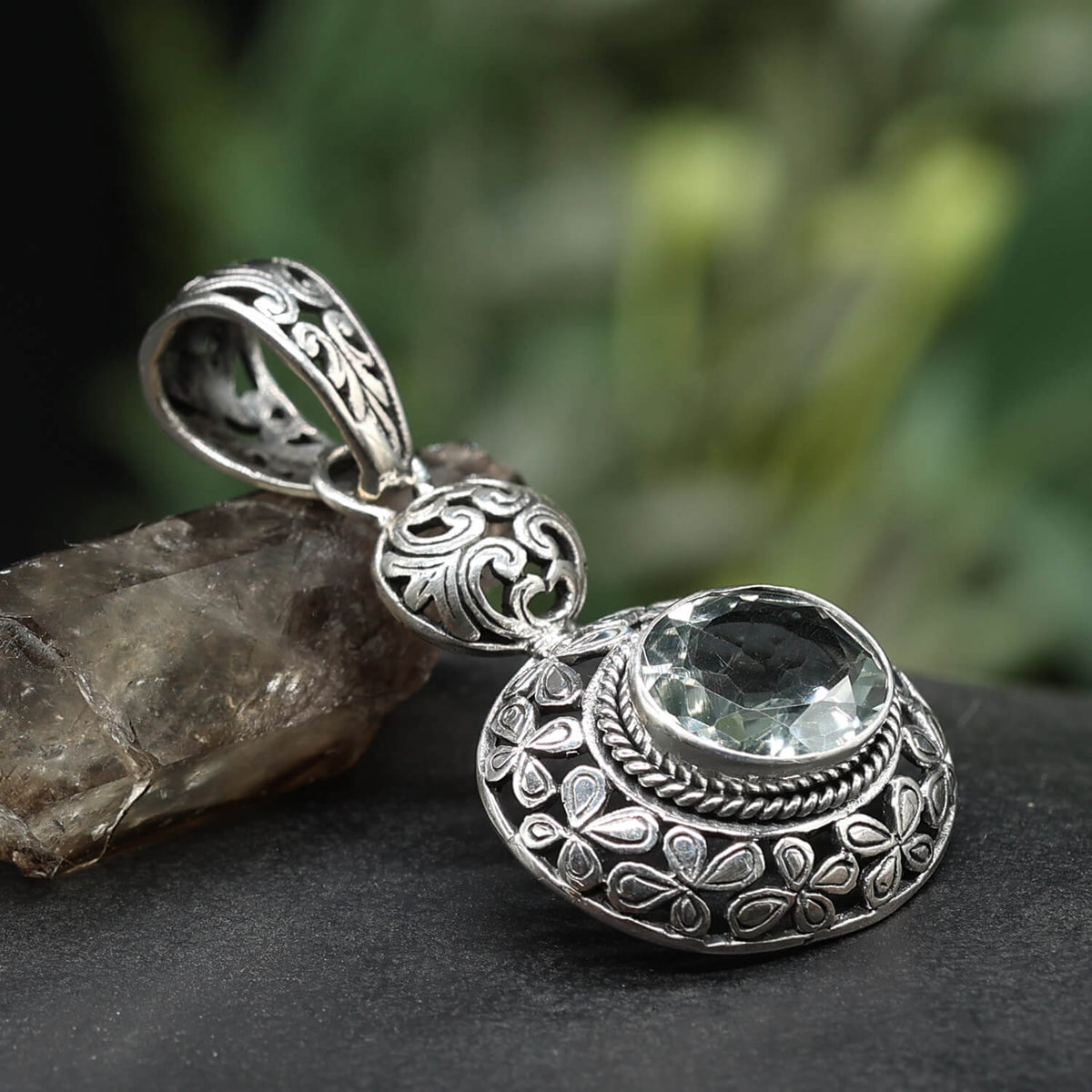 Grüner Amethyst Silberschmuck Edelstein Anhänger