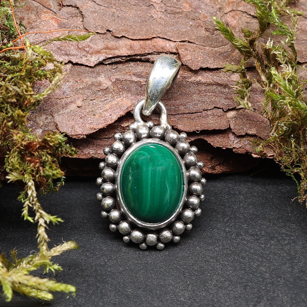 Malachit Silber Amulett Anhänger für Kette 925 Silber