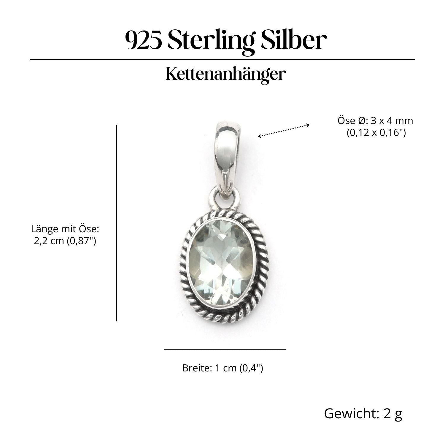 Edler Grüner Amethyst Anhänger 925 Silber Schmuck
