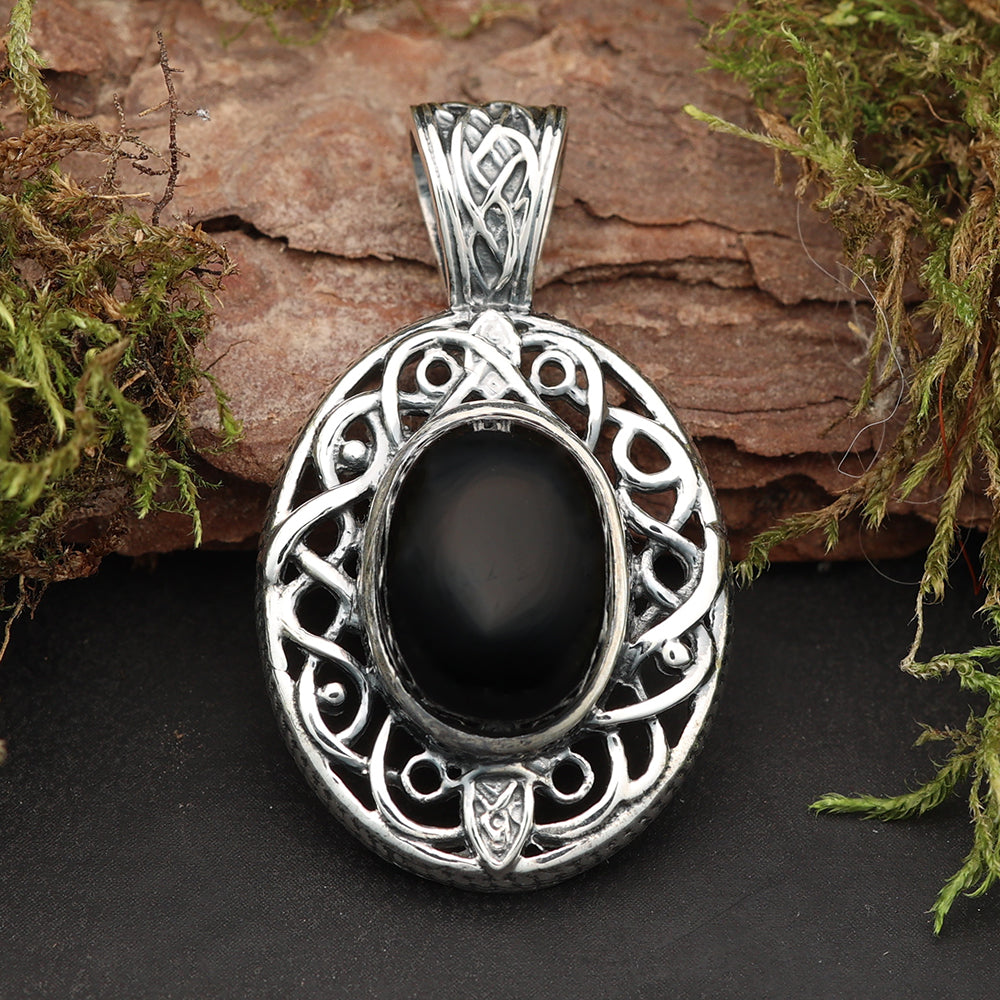 Onyx Kelten Silberanhänger Edelstein Sterlingsilber feiner Schmuck Anhänger 925 Silber 