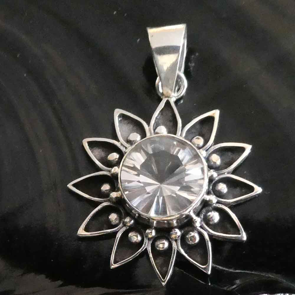 Sonne Bergkristall Silber Anhänger
