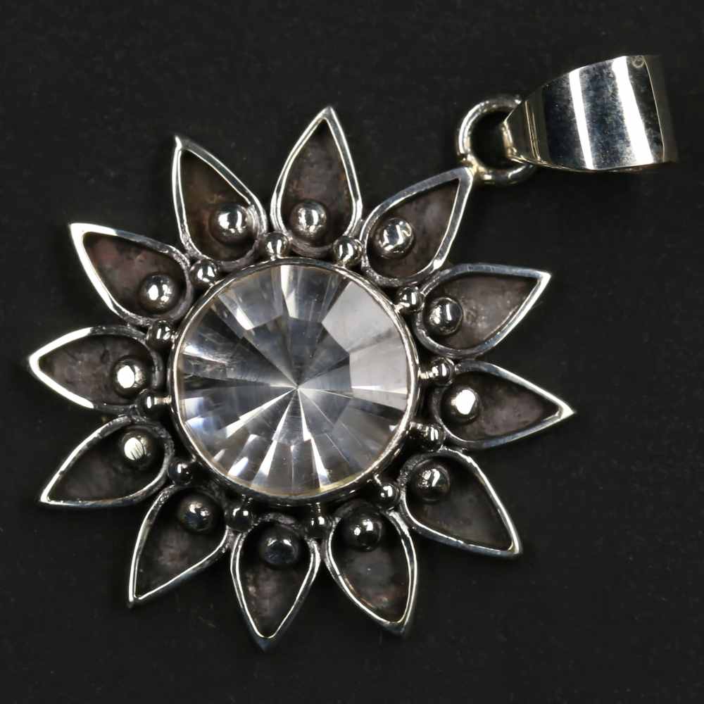 Bergkristall Sonnen 925er Silber Anhänger Schmuck