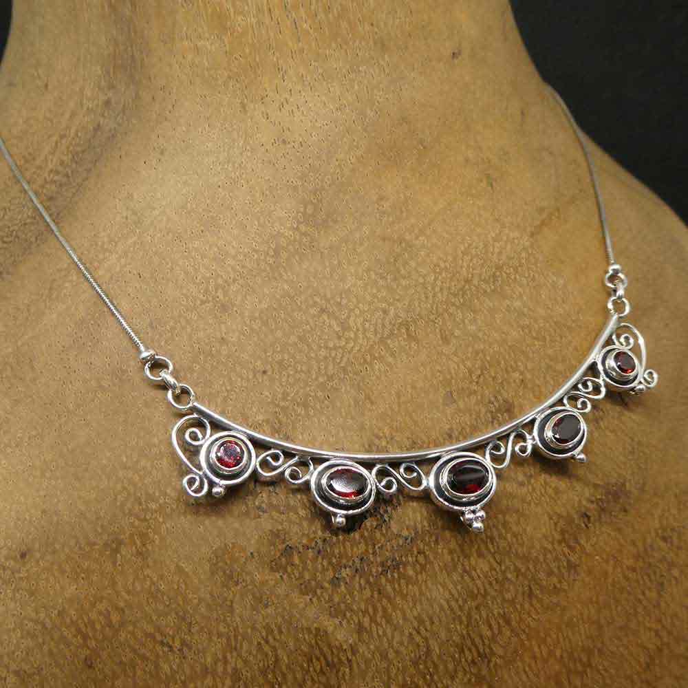Granat Collier Silber edel