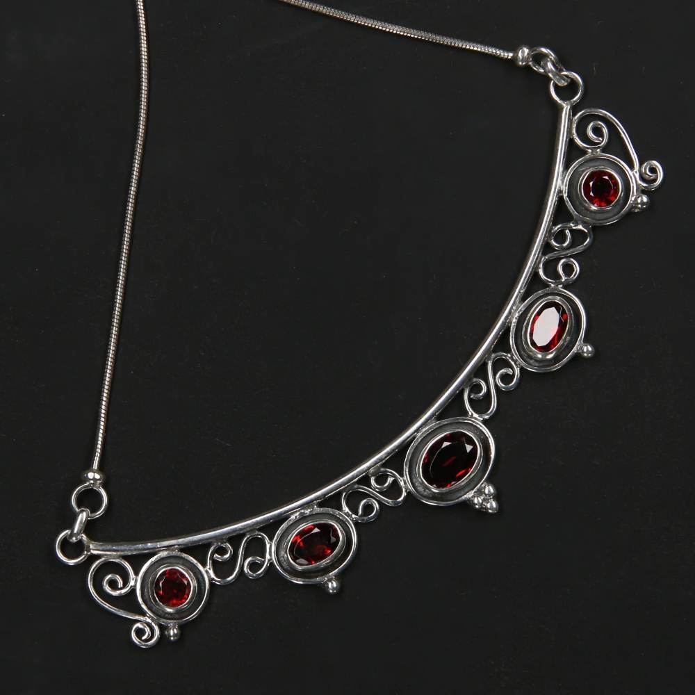 Granat Edelstein schmuck Collier Silber