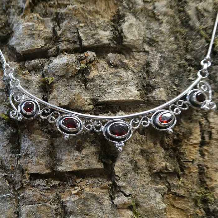 Edelstein Schmuck Collier Handgeschmiedet