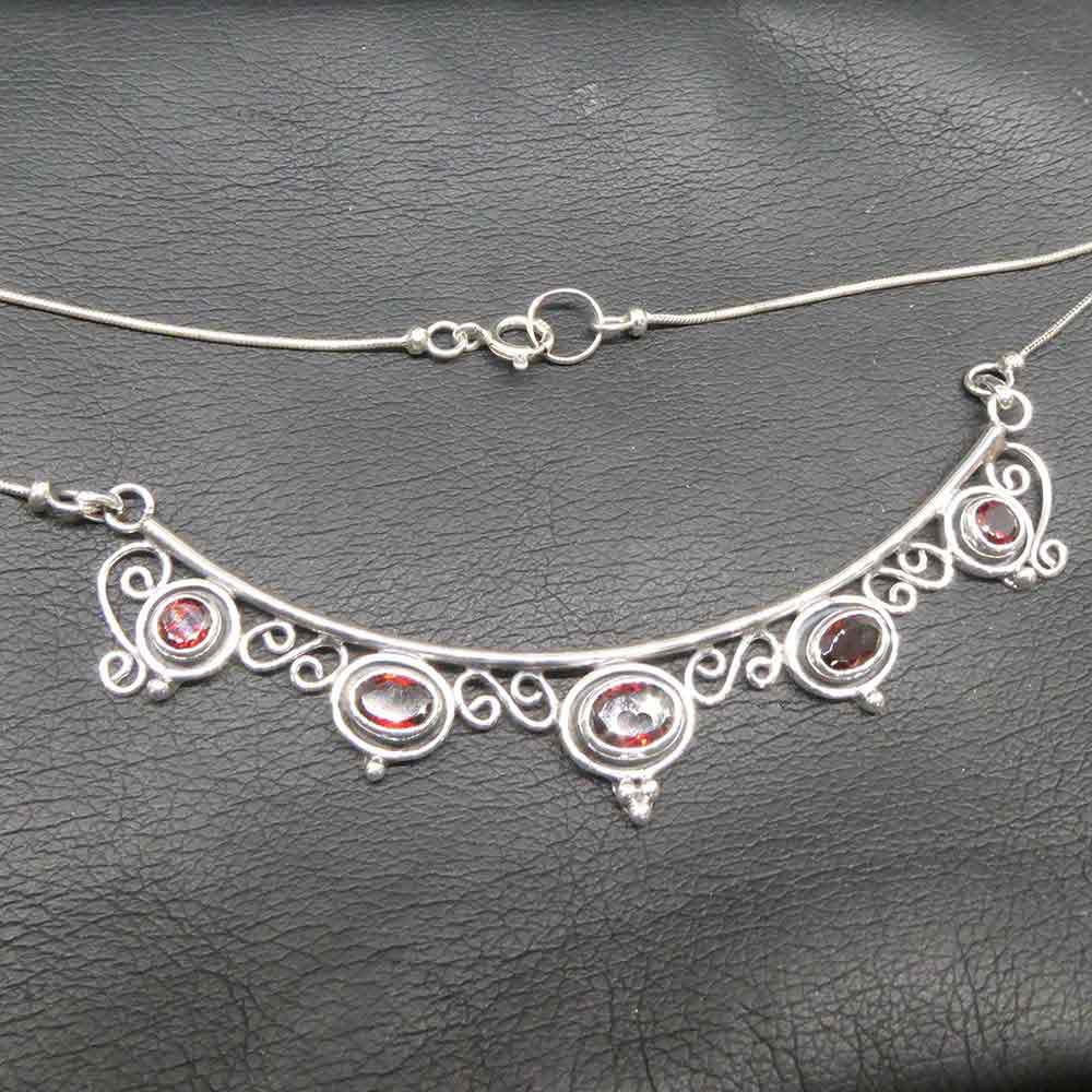Granat Collier Silber edel